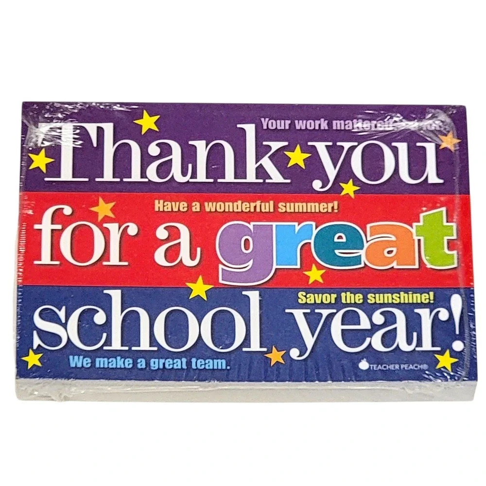 Teacher Peach Thank‎ You For A Great School Year Cards 4x6 Classroom Supplies